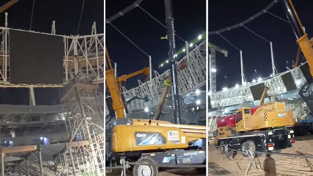 تركيب شاشة محيطية 360 درجة باستاد الملك فهد .. فيديو