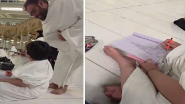 طفل يرسم الكعبة وبرج الساعة بعد أداء العمرة.. فيديو