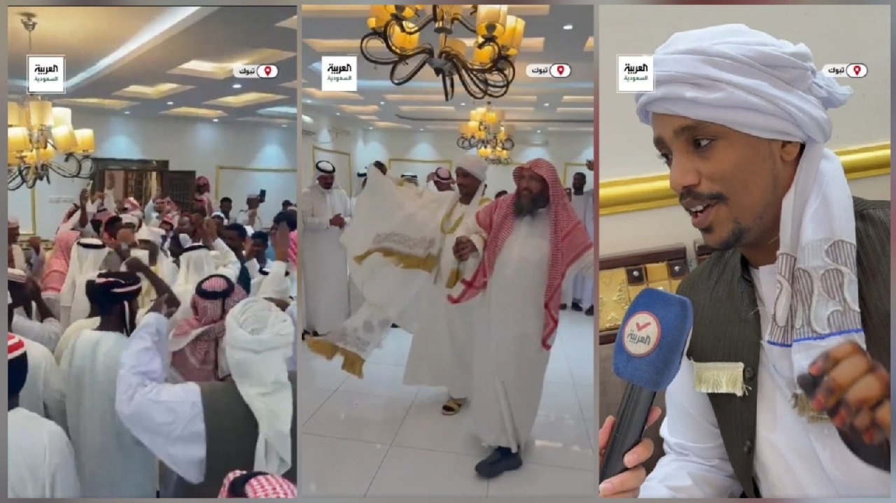 فرحة مواطنين سعوديين مع سودانيين بتبوك احتفالا ً بزواج مقيم سوداني.. فيديو