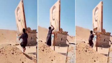 يمني أصيل يمزق صورة الحوثي ويضربها بالحذاء لحظة سقوط معكسر اللبنات بيد قوات الشرعية.. فيديو