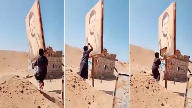 يمني أصيل يمزق صورة الحوثي ويضربها بالحذاء لحظة سقوط معكسر اللبنات بيد قوات الشرعية.. فيديو