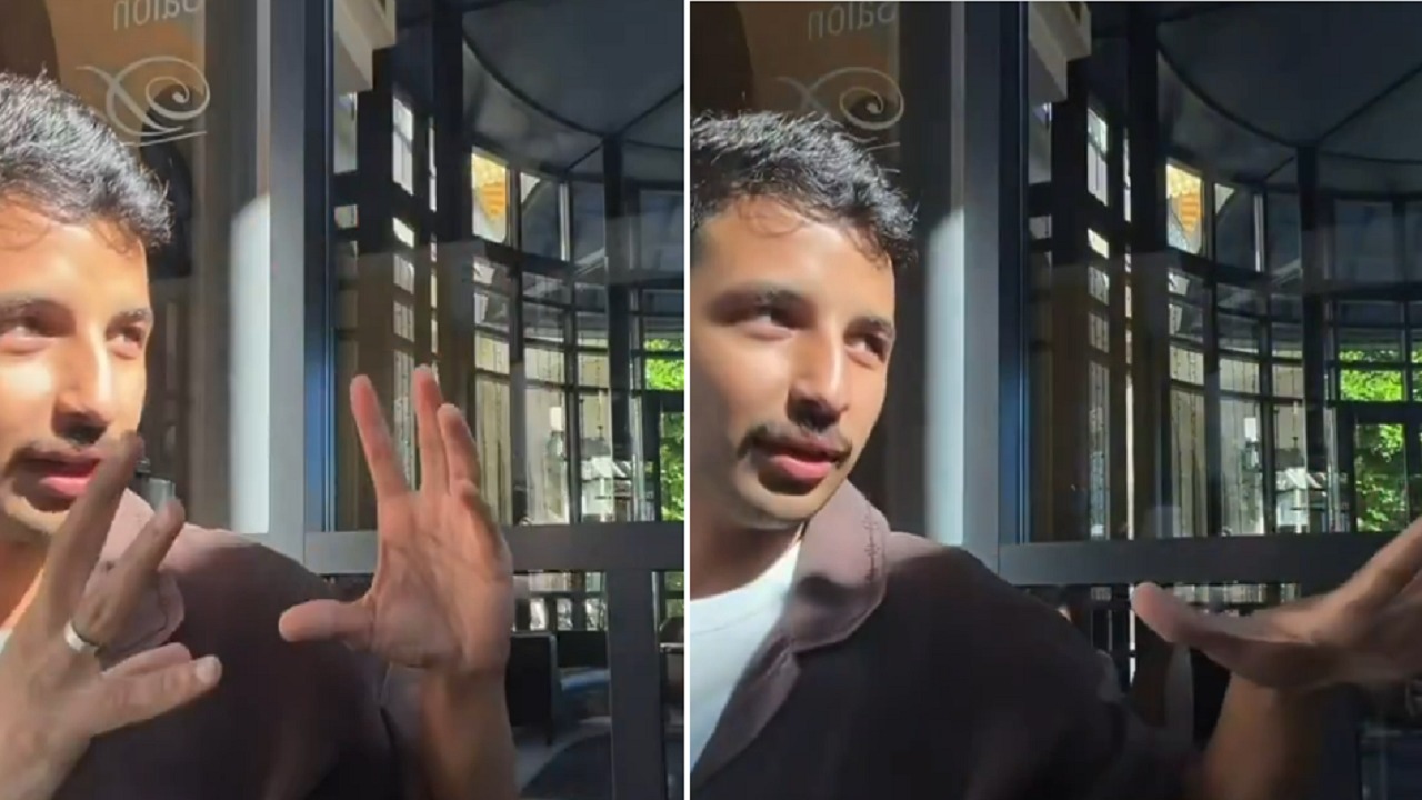 عزيز بن محمد يمازح زوجته ويحاول إقناعها بالقفز من فوق الجبل.. فيديو