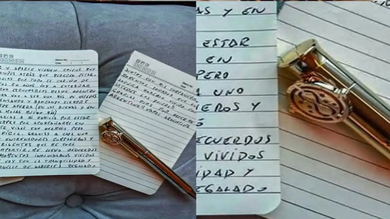 قصة القلم الذهبي الذي كتب به ميسي خطاب الاعتزال.. صور