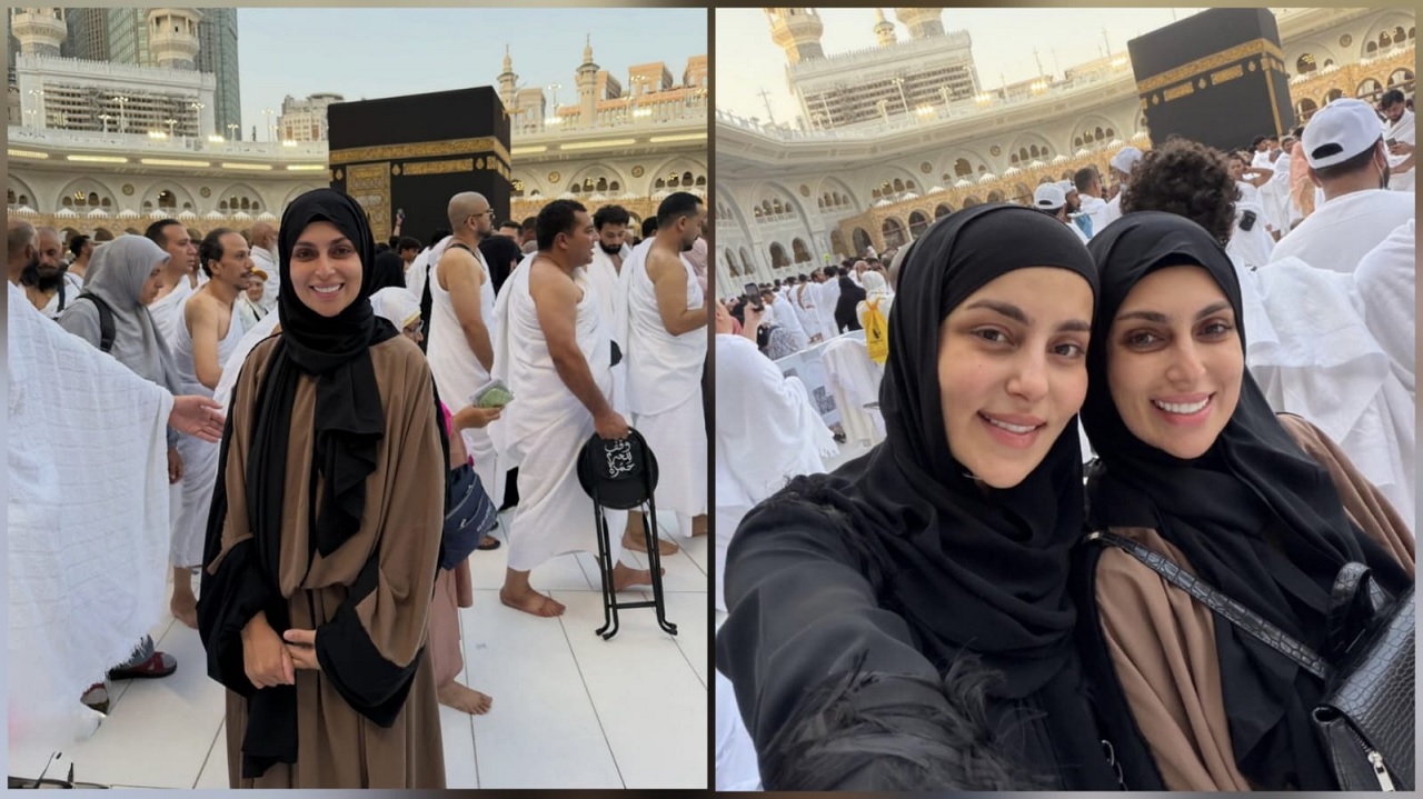 الفنانة إسراء عبد الفتاح تؤدي مناسك العمرة برفقة شقيقتها.. صور