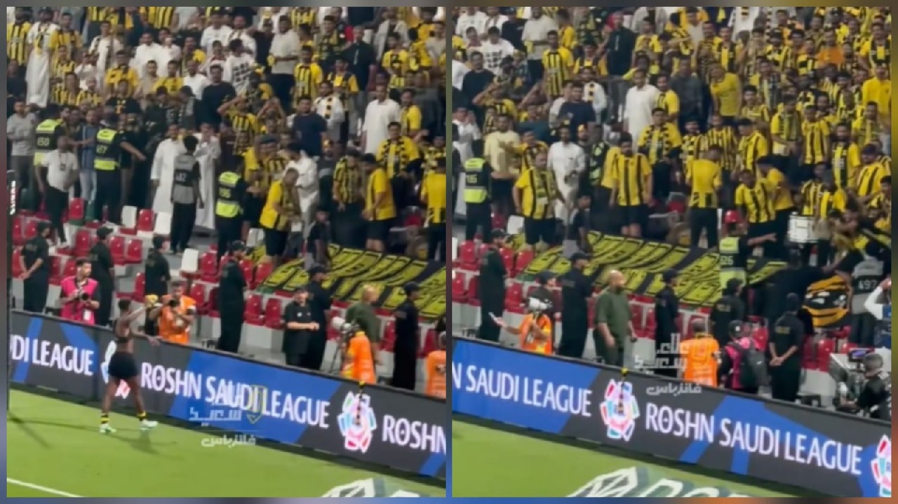 سقوط مشجعي الاتحاد لحظة التدافع للحصول على قميص الشنقيطي ..فيديو