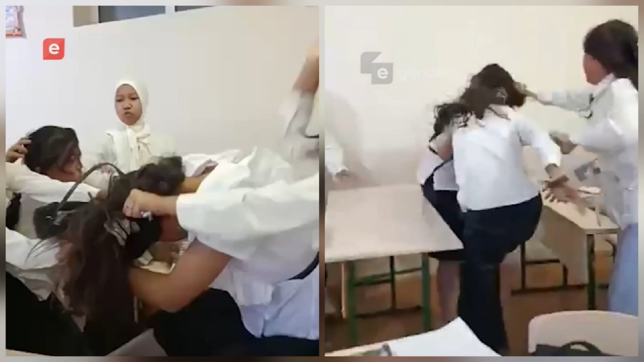 شجار عنيف بين ثلاث طالبات داخل الفصل يطيح بمعلمة.. فيديو