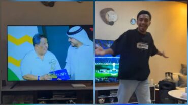 لحظة اعلان لاعب اليمن افضل لاعب واعد وهو يشاهد التتويج على التلفاز .. فيديو