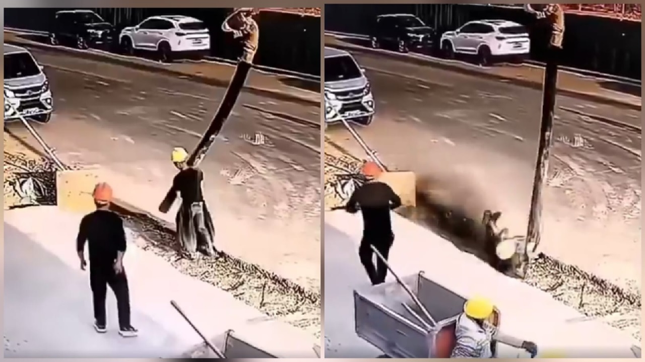 تفاصيل مأساوية لمقتل عامل بناء بسبب خرطوم خرسانة مضغوطة..فيديو