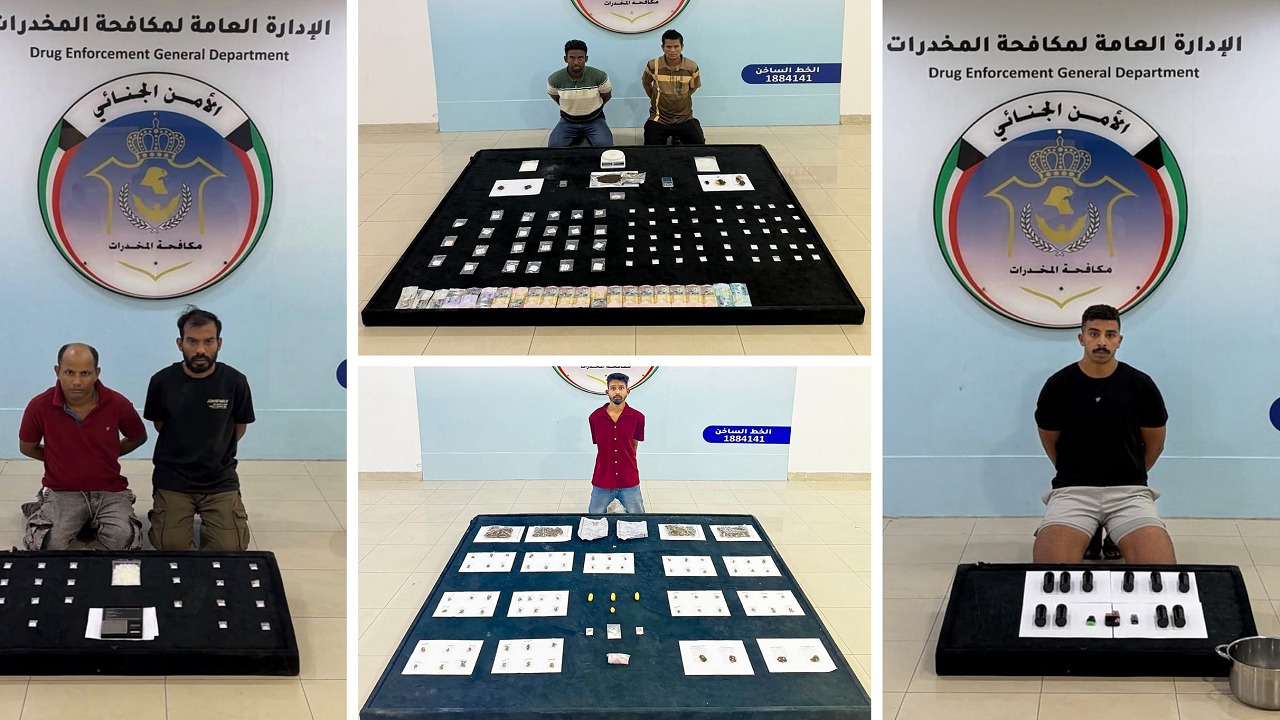 الكويت : ضبط 6 متهمين بحوزتهم مواد مخدرة ومؤثرات عقلية