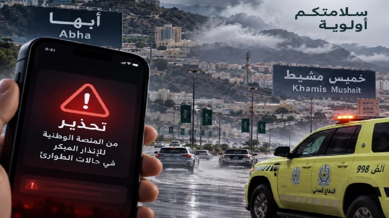 إطلاق الإنذار المبكر في أبها وخميس مشيط