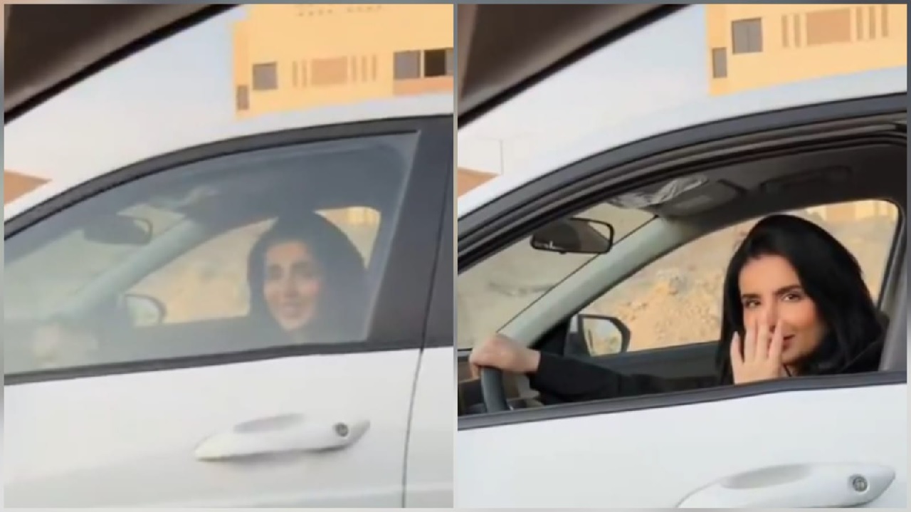 سعيد الزهراني يمازح صالحة القحطاني بعد مصادفتها بالسيارة ..فيديو