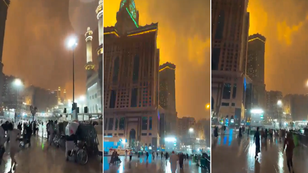 مشاهد روحانية تحت الرحمات”.. الأمطار تتساقط على المسجد الحرام وسط أجواء إيمانية خاشعة..فيديو