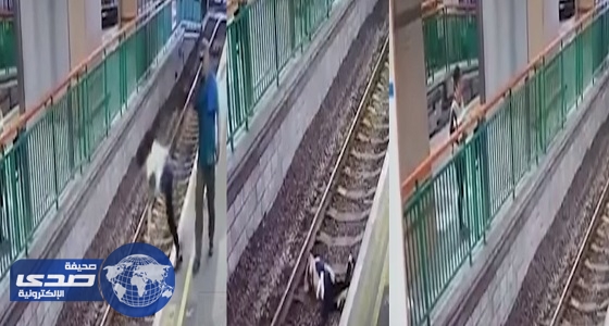 بالفيديو.. لحظة دفع رجل لسيدة على قضبان قطار بشكل مأساوي