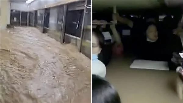 بالفيديو.. حصار المئات داخل عربات المترو في الصين بسبب الفيضانات