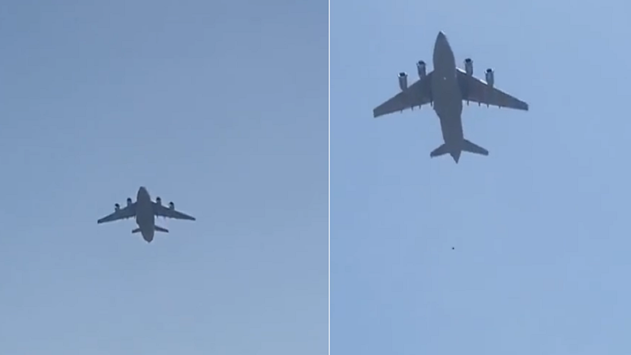 بالفيديو.. سقوط مواطنون أفغان من طائرة مغادرة لمطار كابل أثناء تعلقهم بإطاراتها