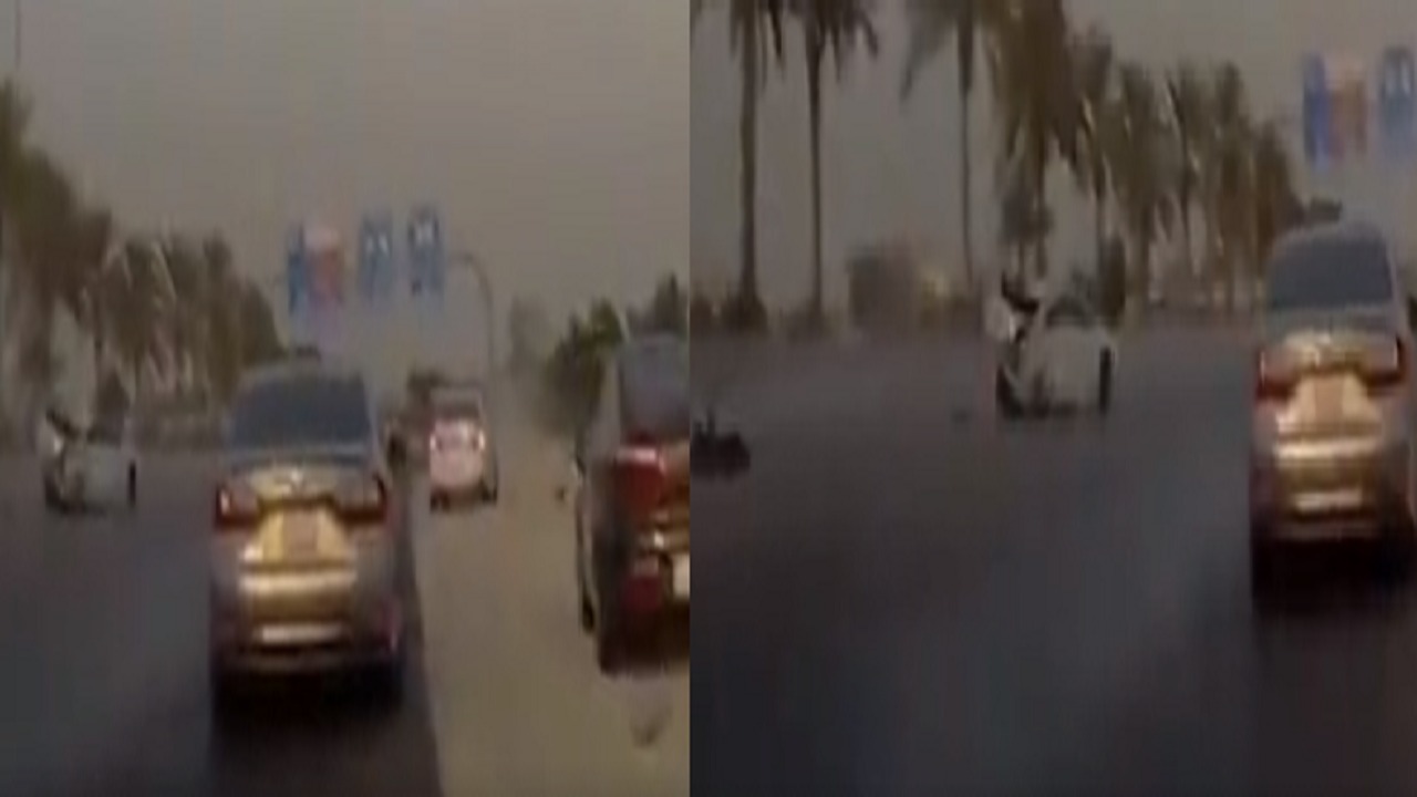 بالفيديو.. حادث مروع على أحد الطرق السريعة في الدمام