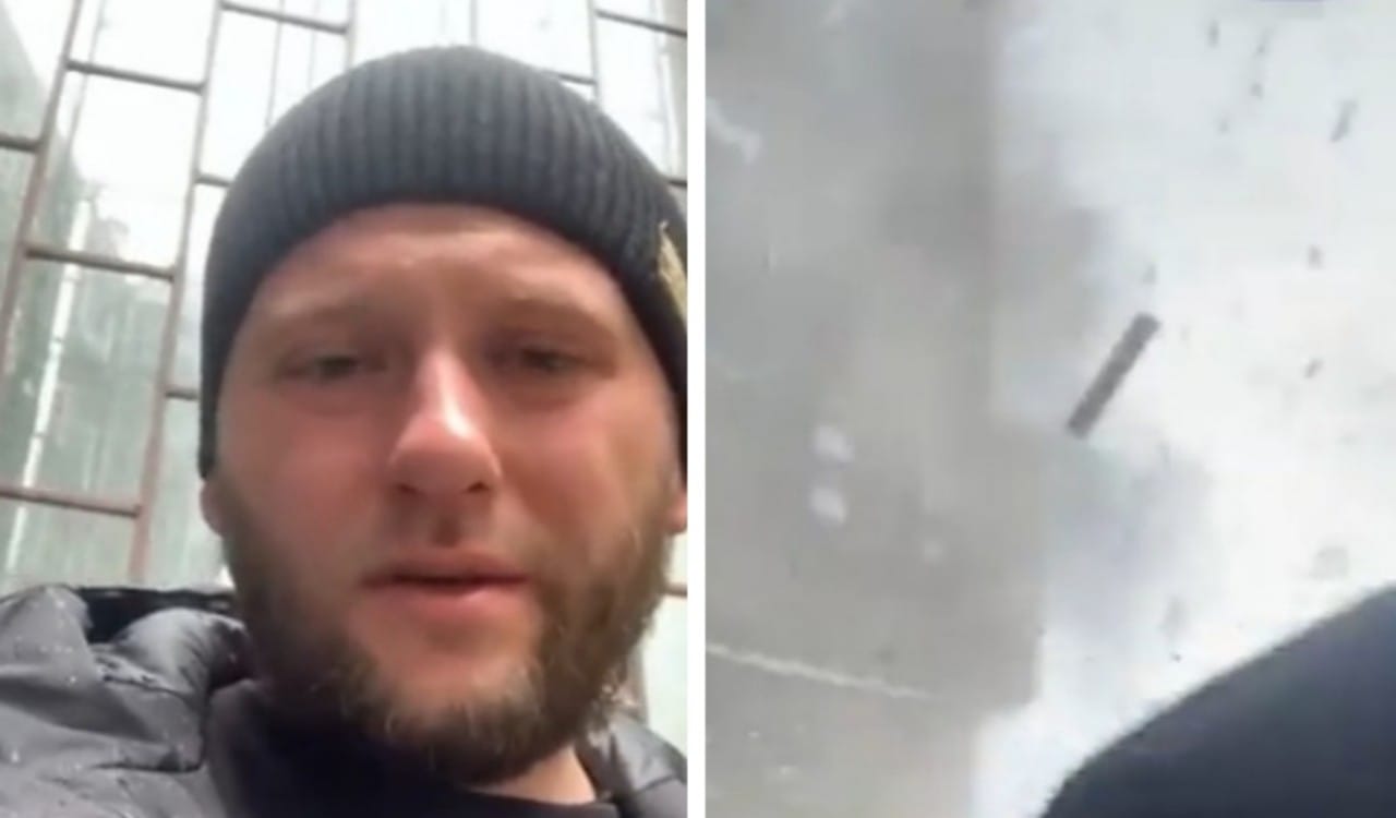 شاهد.. أوكراني يتفاجأ بسقوط صاروخ على مبنى سكني خلال بث مباشر