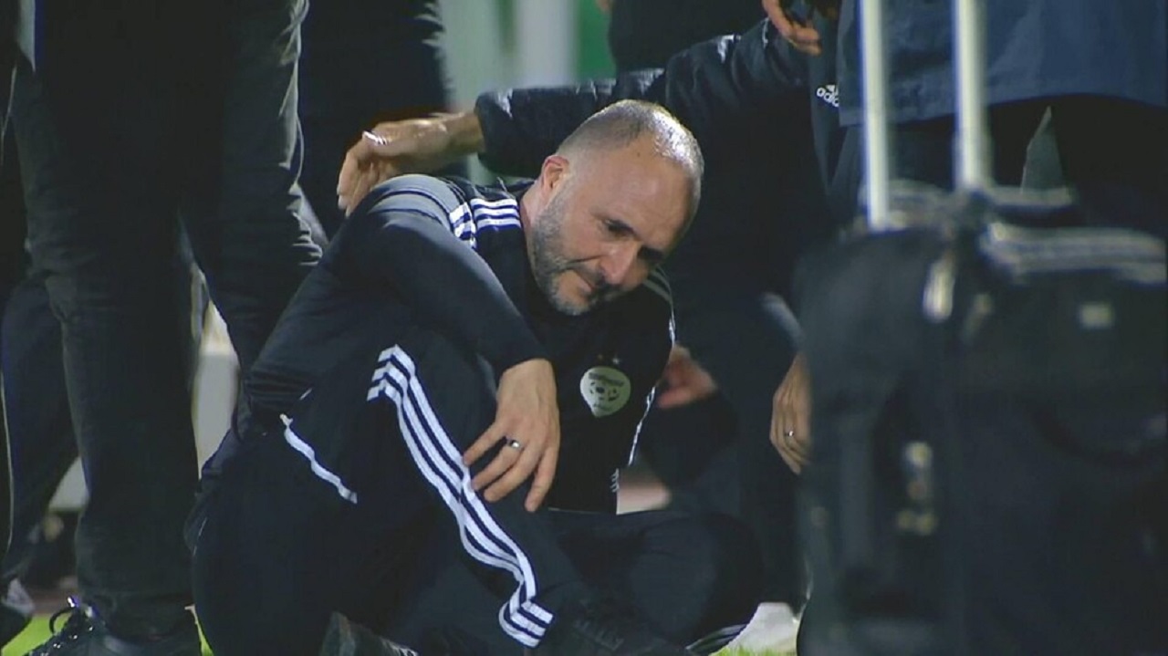 فيديو.. لحظة انهيار مدرب الجزائر بعد الخسارة أمام الكاميرون