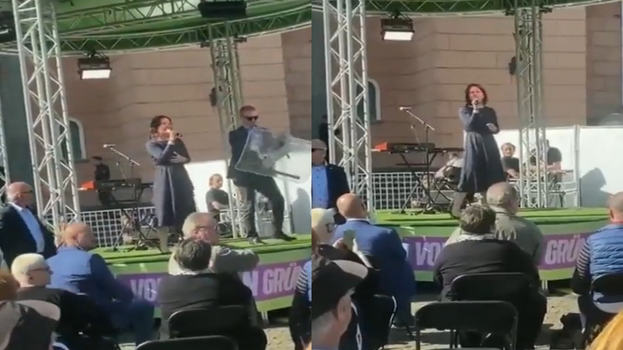 بالفيديو.. وزيرة الخارجية الألمانية تتعرض للاعتداء في تجمع انتخابي
