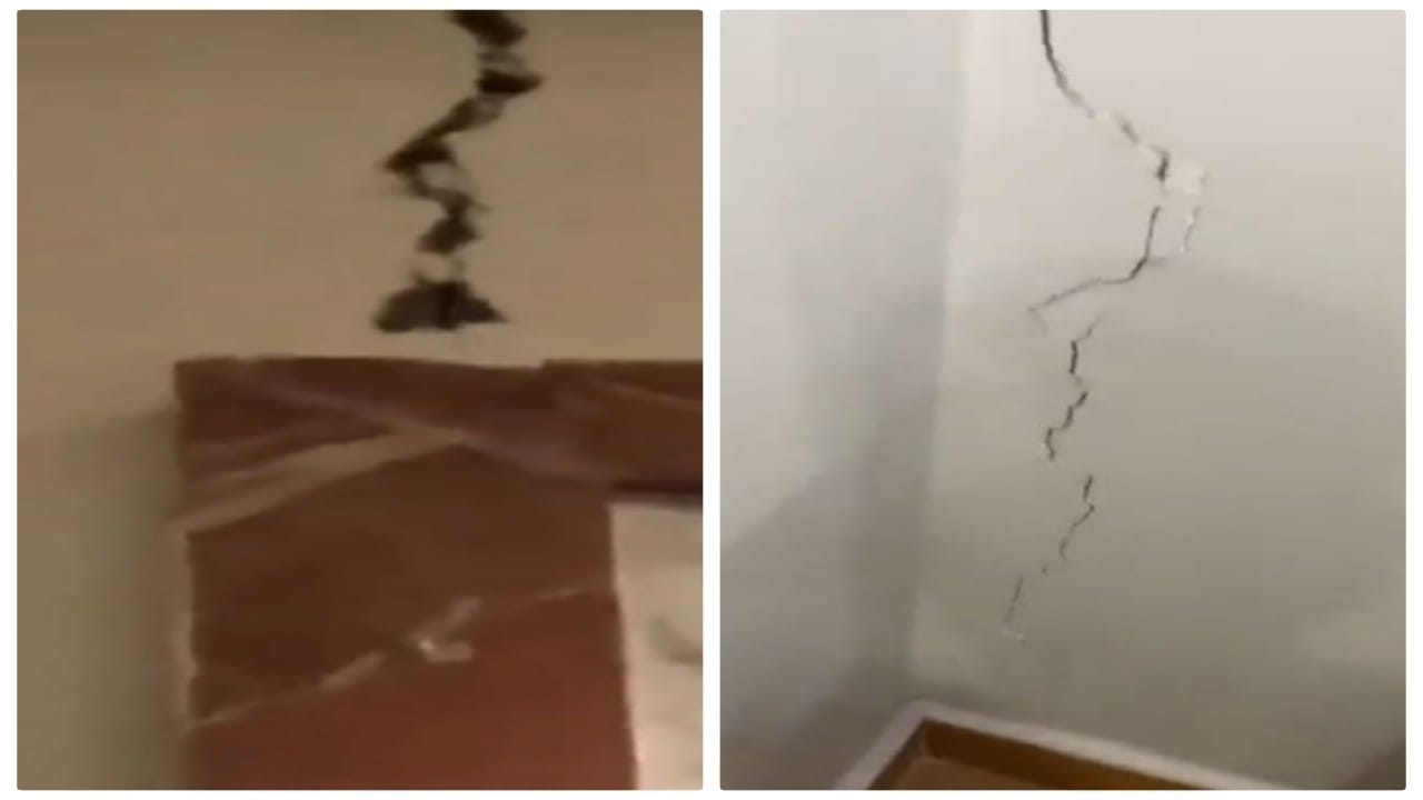 شاهد.. تضرر جدران أحد المنازل في الكويت جراء الهزة الأرضية