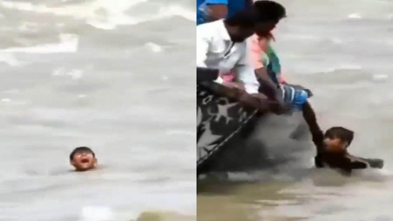 بالفيديو.. نجاة صبي بأعجوبة من الغرق في نهر مليء بالتماسيح