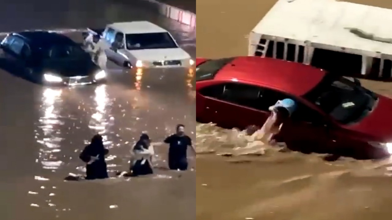 بالفيديو.. أمطار غزيرة تجتاح شوارع المدينة المنورة