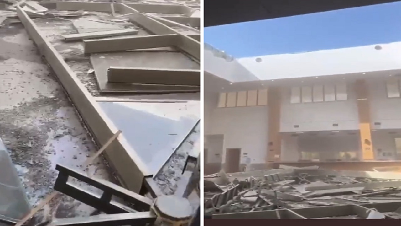 بالفيديو.. سقوط سقف مبنى حكومي في الكويت
