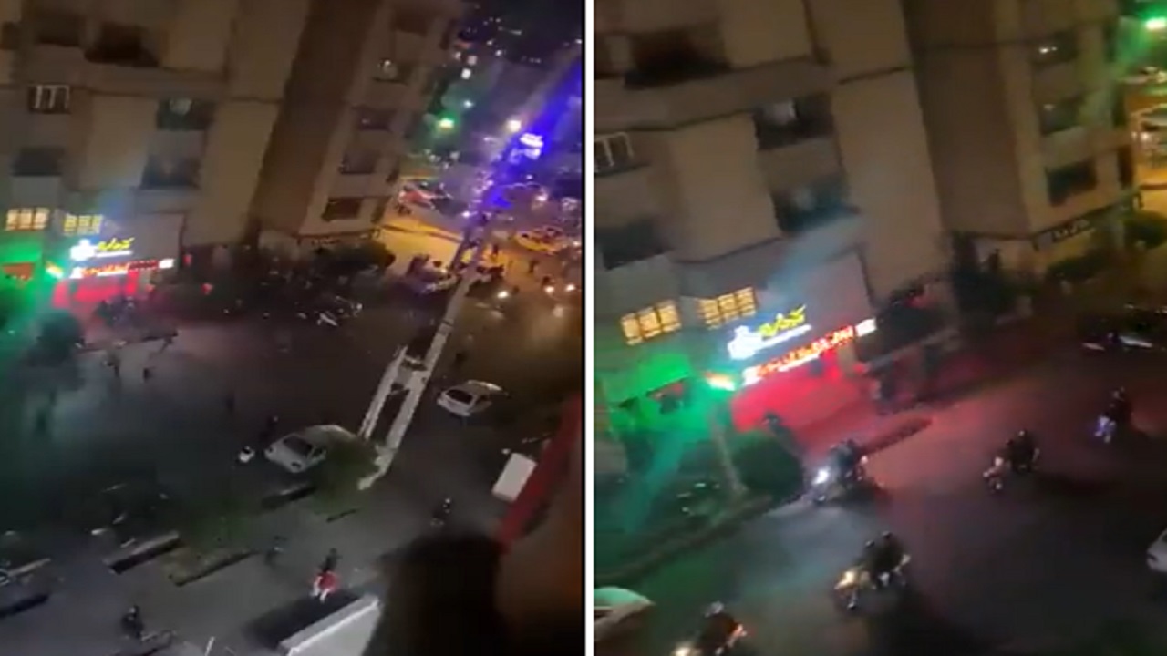 بالفديو.. لحظة فرار متظاهرين من الشرطة الإيرانية