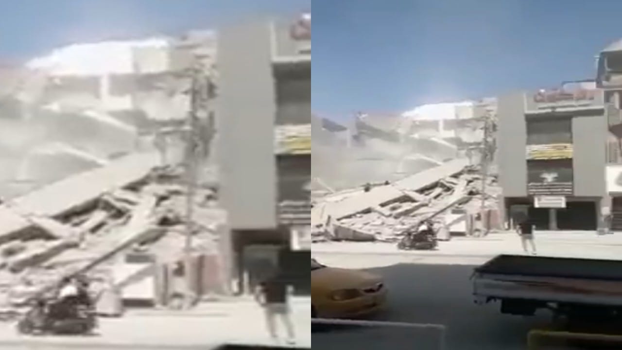 بالفيديو.. البحث عن عالقين بعد انهيار مروع لمبنى في بغداد