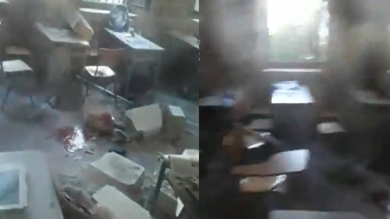 فيديو..إنهيار سقف مدرسة يقتل طالبة بلبنان