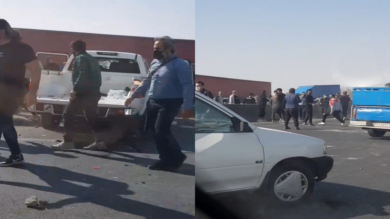 بالفيديو.. المتظاهرون يحرقون سيارة تابعة لأمن الملالي