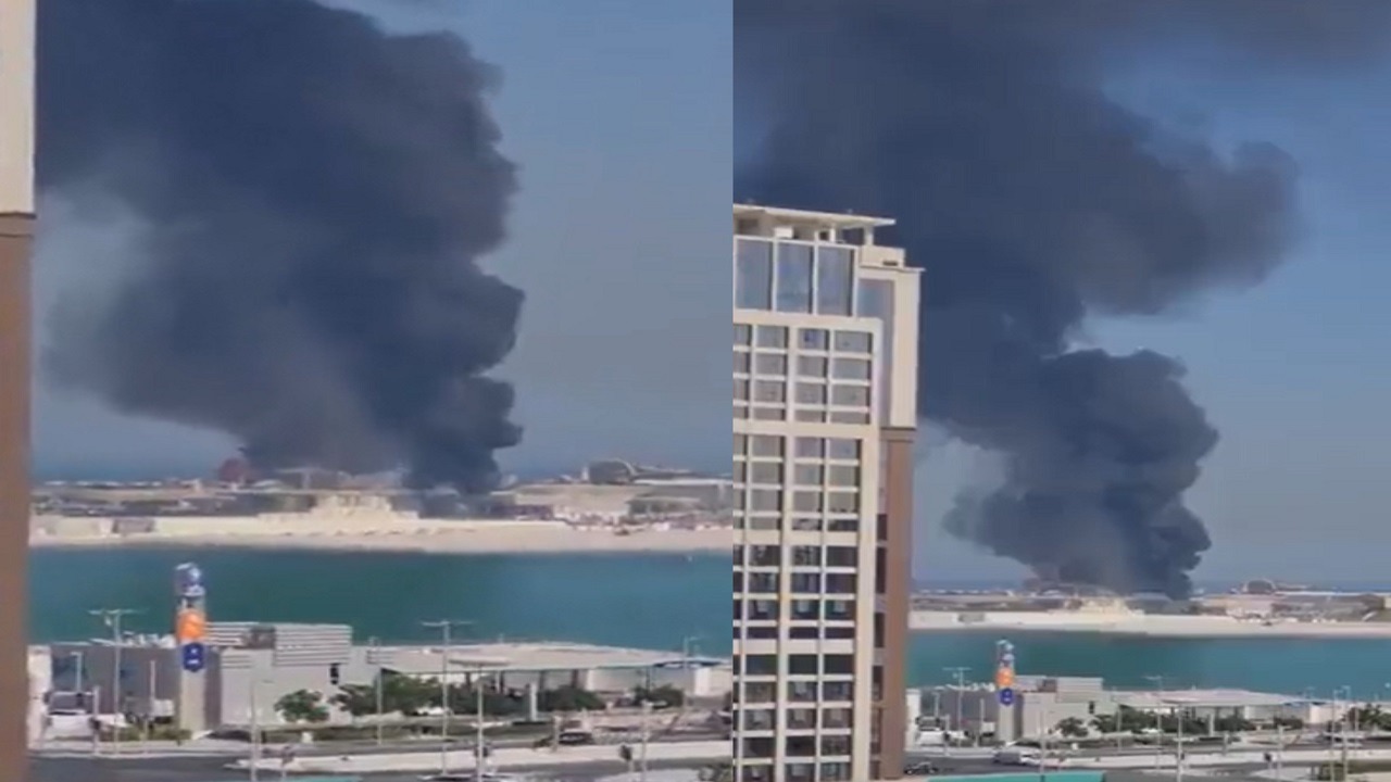 فيديو..حريق في مبنى قيد الإنشاء قرب منطقة المشجعين بقطر