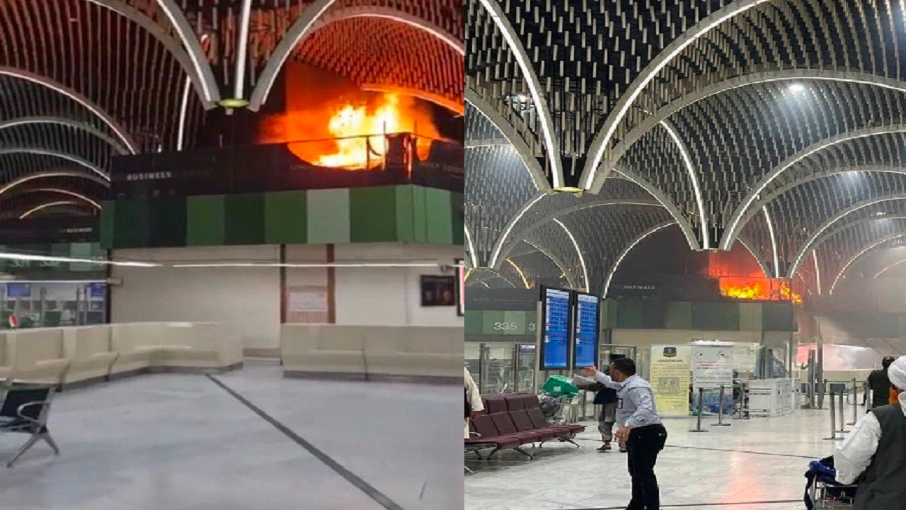 بالفيديو والصور.. اندلاع حريق في مطار بغداد الدولي