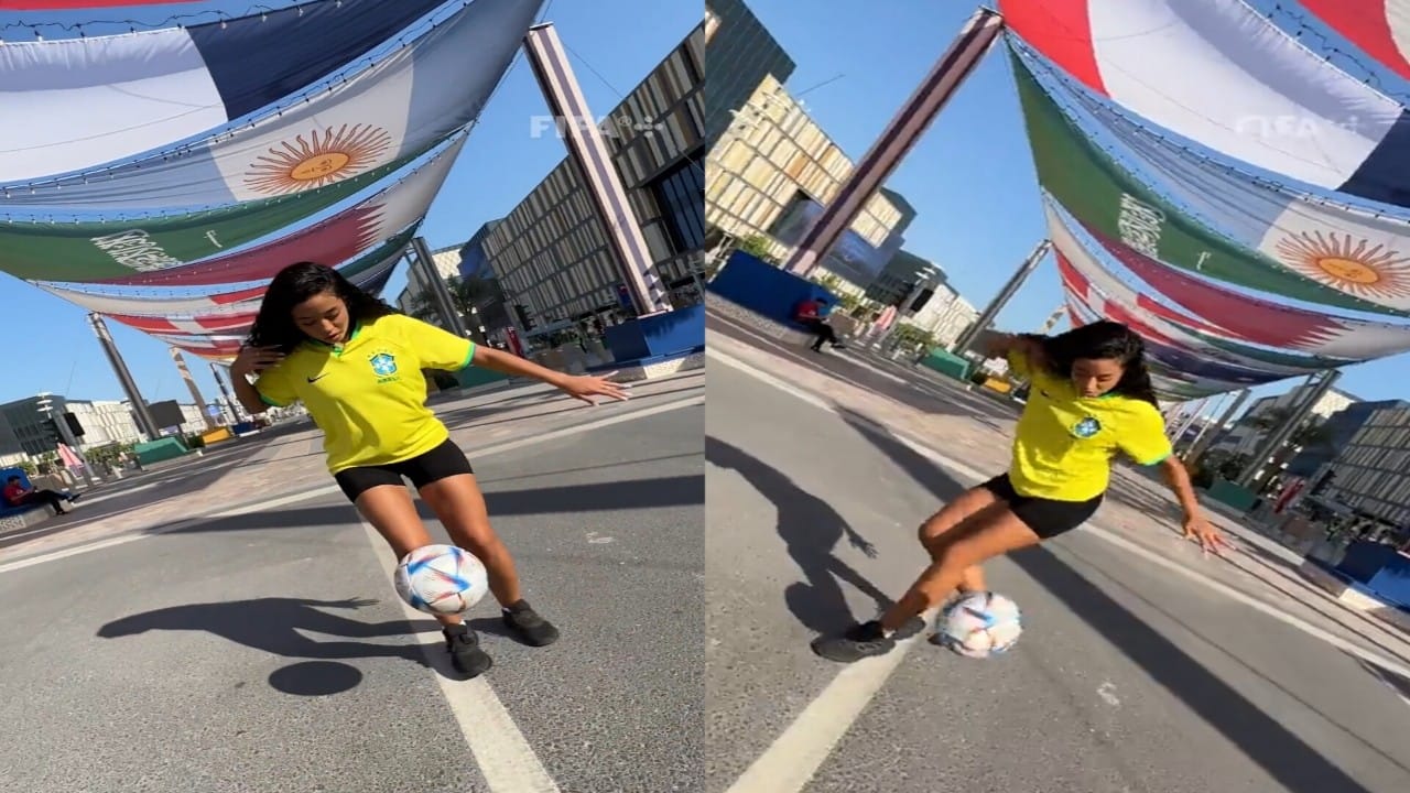 بالفيديو.. فتاة تستعرض مهاراتها الكروية العالية في شوارع قطر