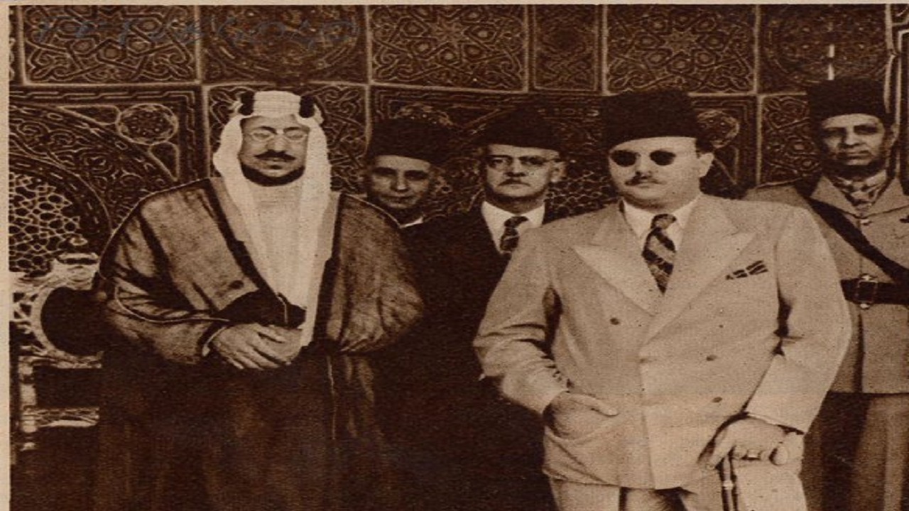 صورة نادرة للملك سعود والملك فاروق