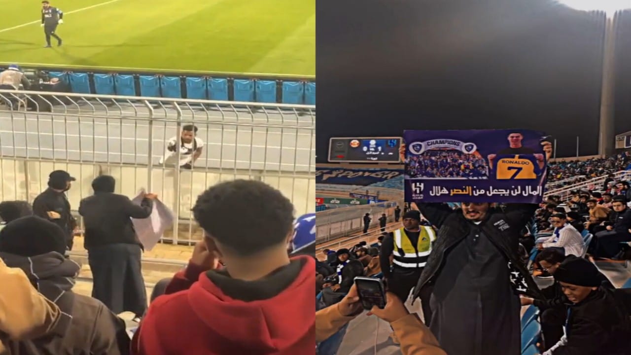 بالفيديو.. علي البليهي يهدي قميصه لمشجع يحمل لافتة: المال لن يجعل من النصر هلال