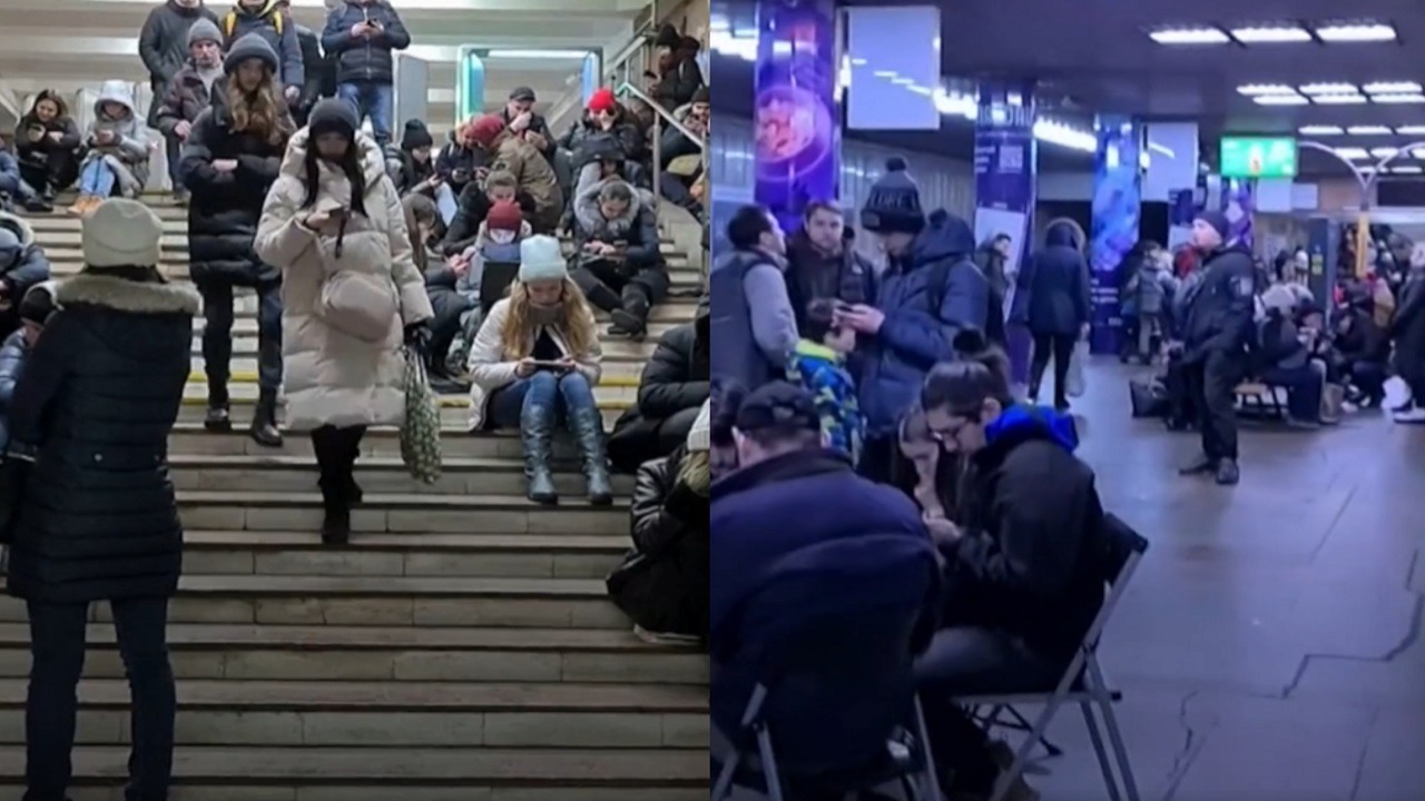 فيديو..الأوكرانيون يحتمون في مترو الأنفاق جراء هجوم صاروخي روسي