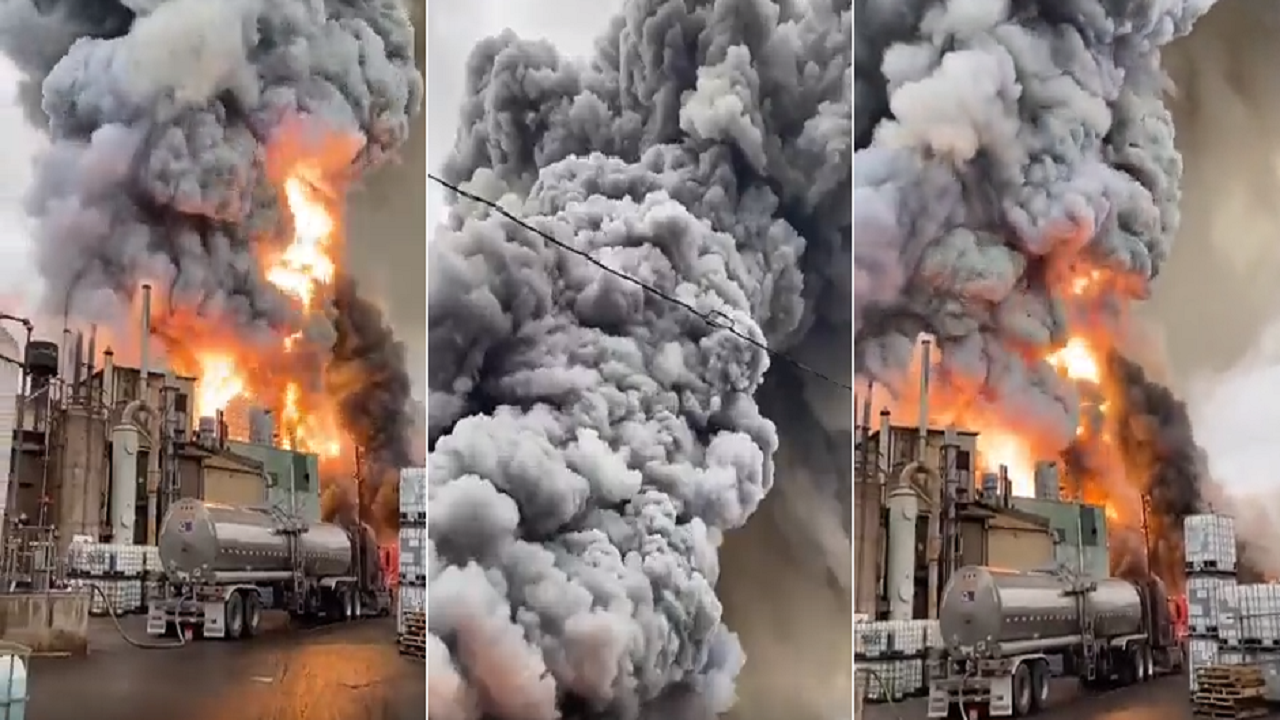 بالفيديو.. اندلاع حريق هائل في مصنع للكيميائيات بولاية إلينوي الأمريكية