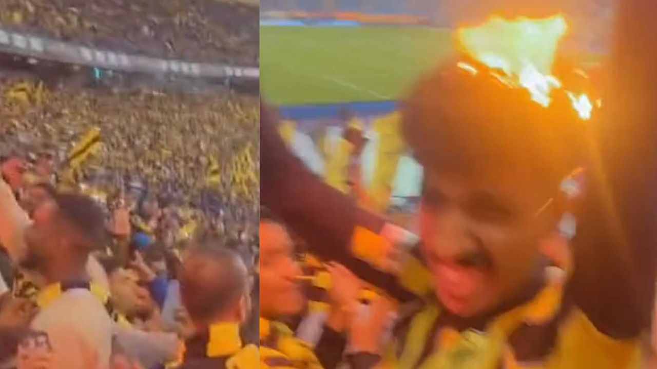 بالفيديو.. إحدى مشجعي الاتحاد يحترق شعره دون أن يشعر أثناء تشجيع الفريق