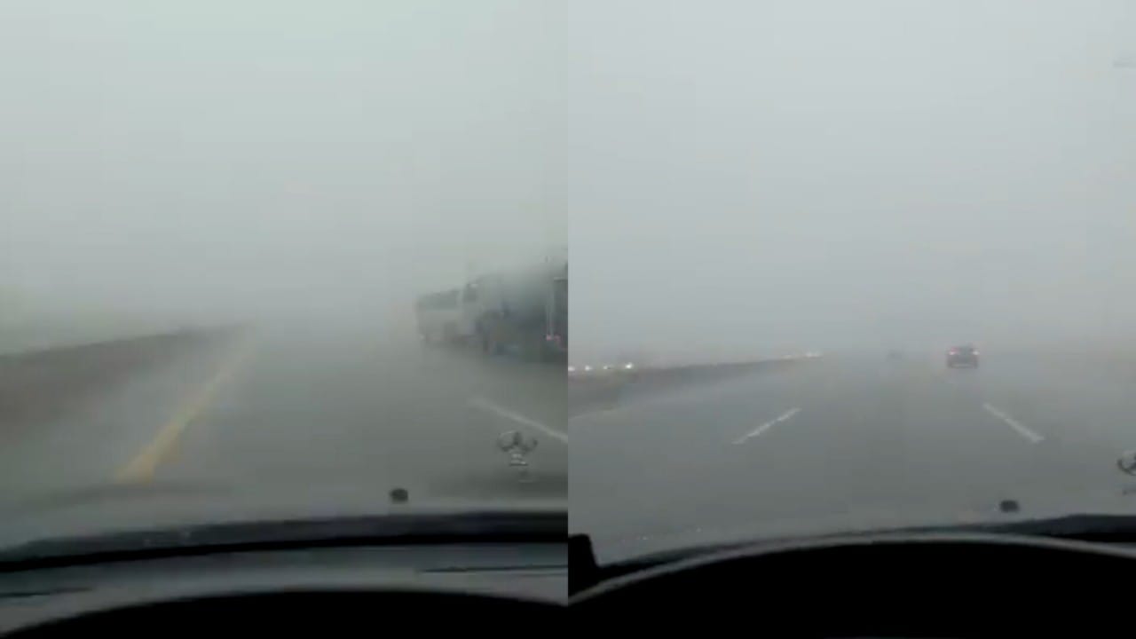بالفيديو.. الضباب يغطي أجواء شمال الرياض