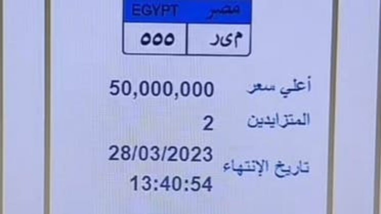 ضجة في مصر بسبب سعر أغلى لوحة سيارة