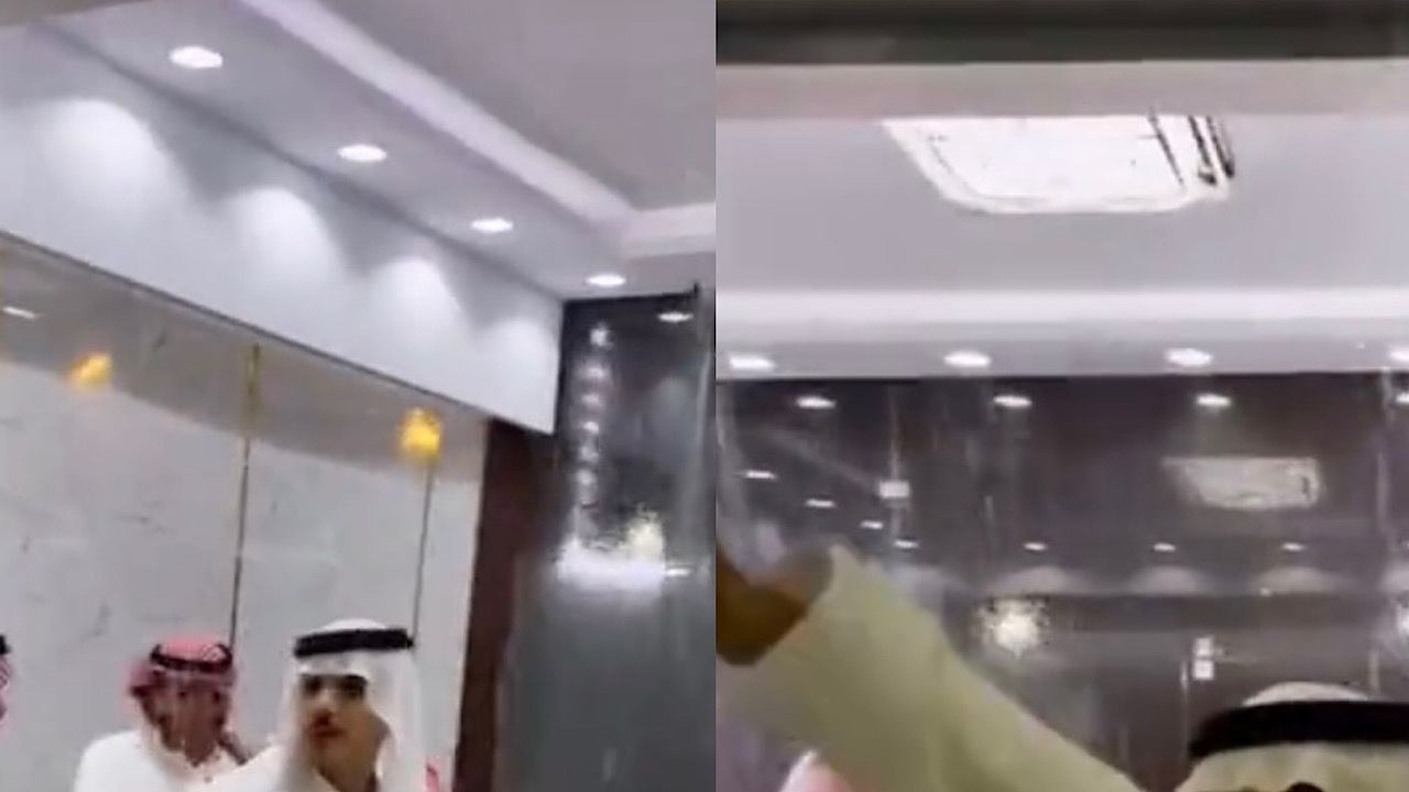 أمطار غزيرة تداهم الضيوف في حفل زواج في سكاكا .. فيديو