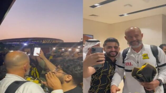 نونو سانتو يواجه صعوبة في الخروج من المطار بسبب الحشد الكبير لجماهير الاتحاد (فيديو)
