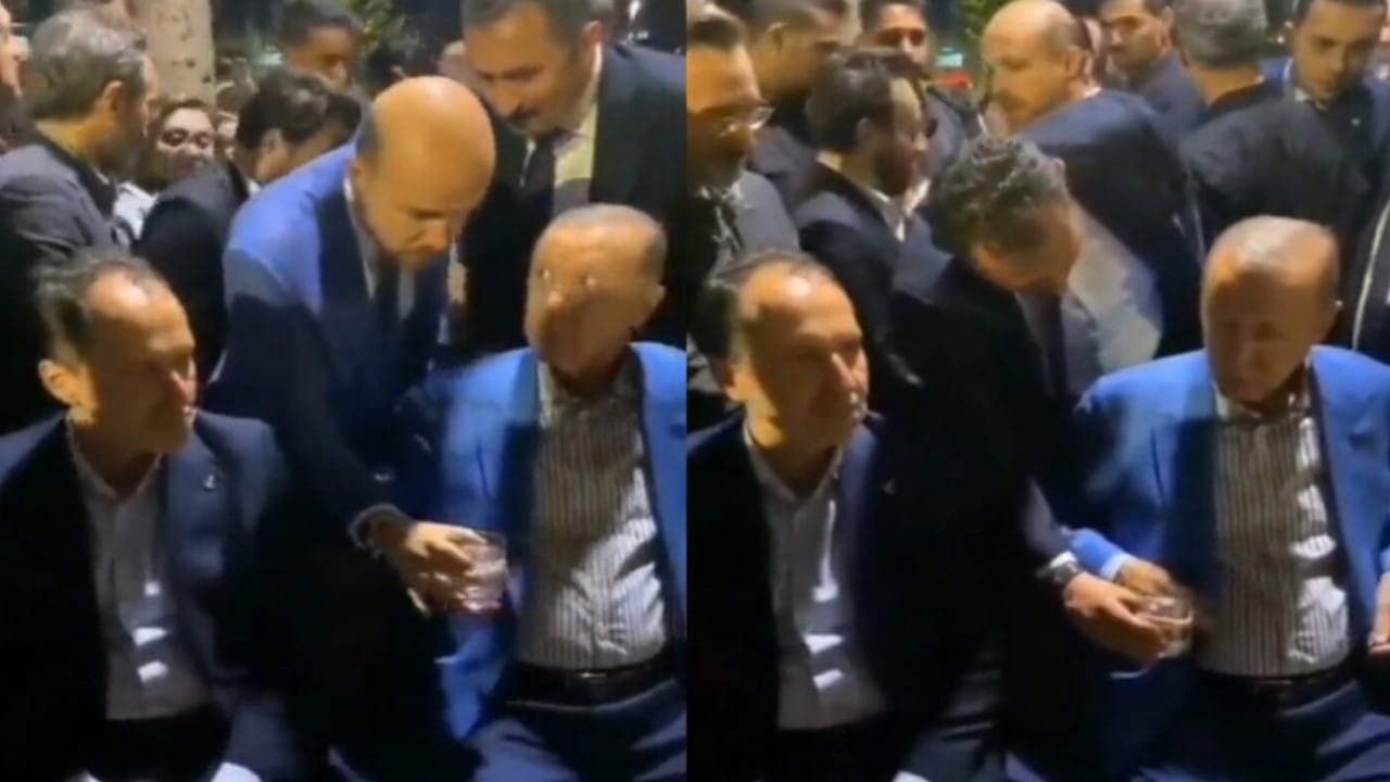 موقف غريب لأردوغان مع ابنه بسبب كوب ماء.. فيديو
