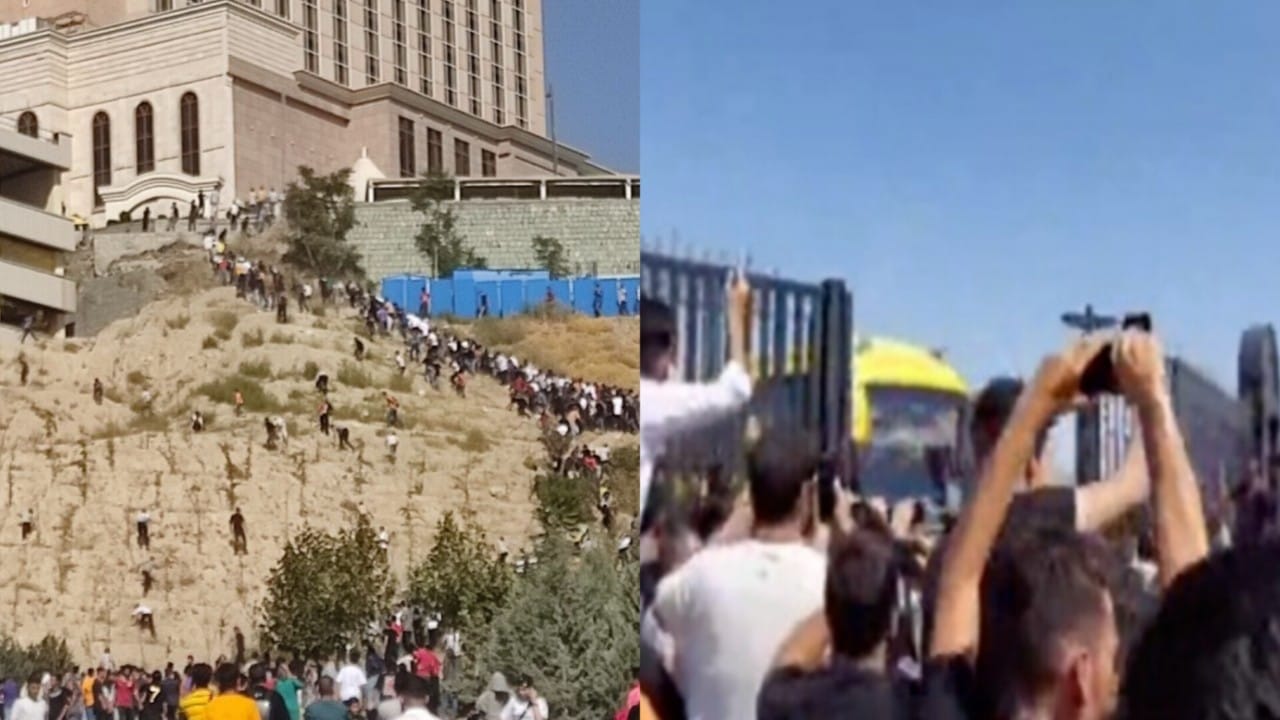 الجماهير تحاول اقتحام فندق بعثة النصر في طهران .. فيديو