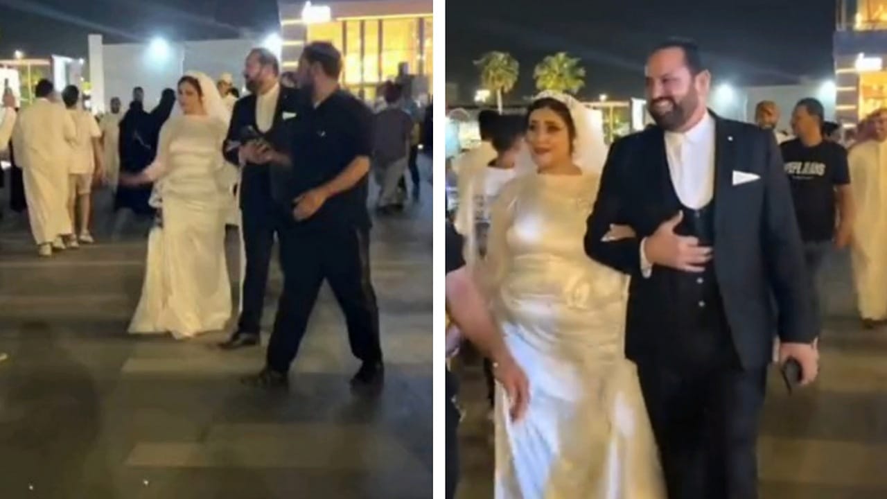 زفة عروسان مصريان في بوليفارد عنيزة ..فيديو