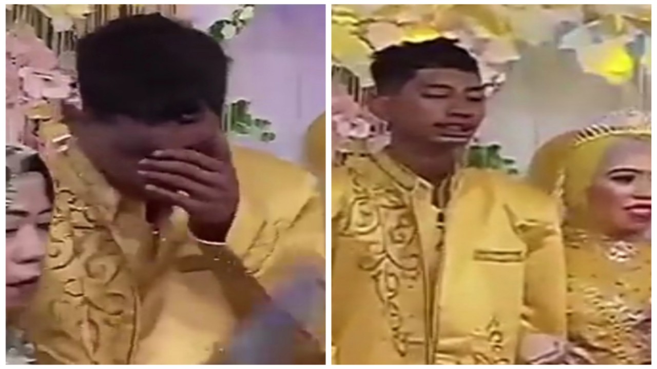 عريس يثير الجدل ببكاءه في حفل زفافه .. فيديو